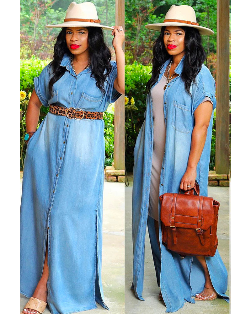 Kick Back Denim Dress Covetedsign