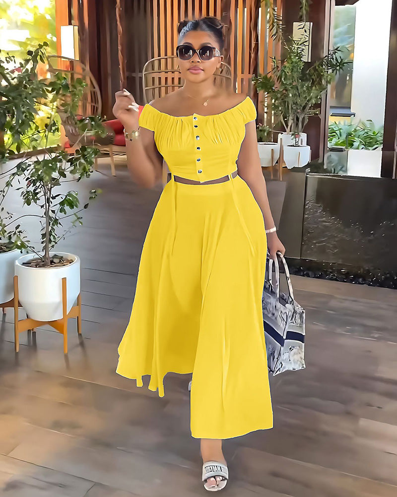 yellow skirt set