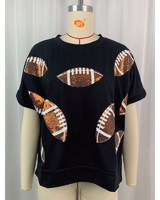 Game Day Sequin Football Patch Top