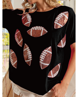 Game Day Sequin Football Patch Top