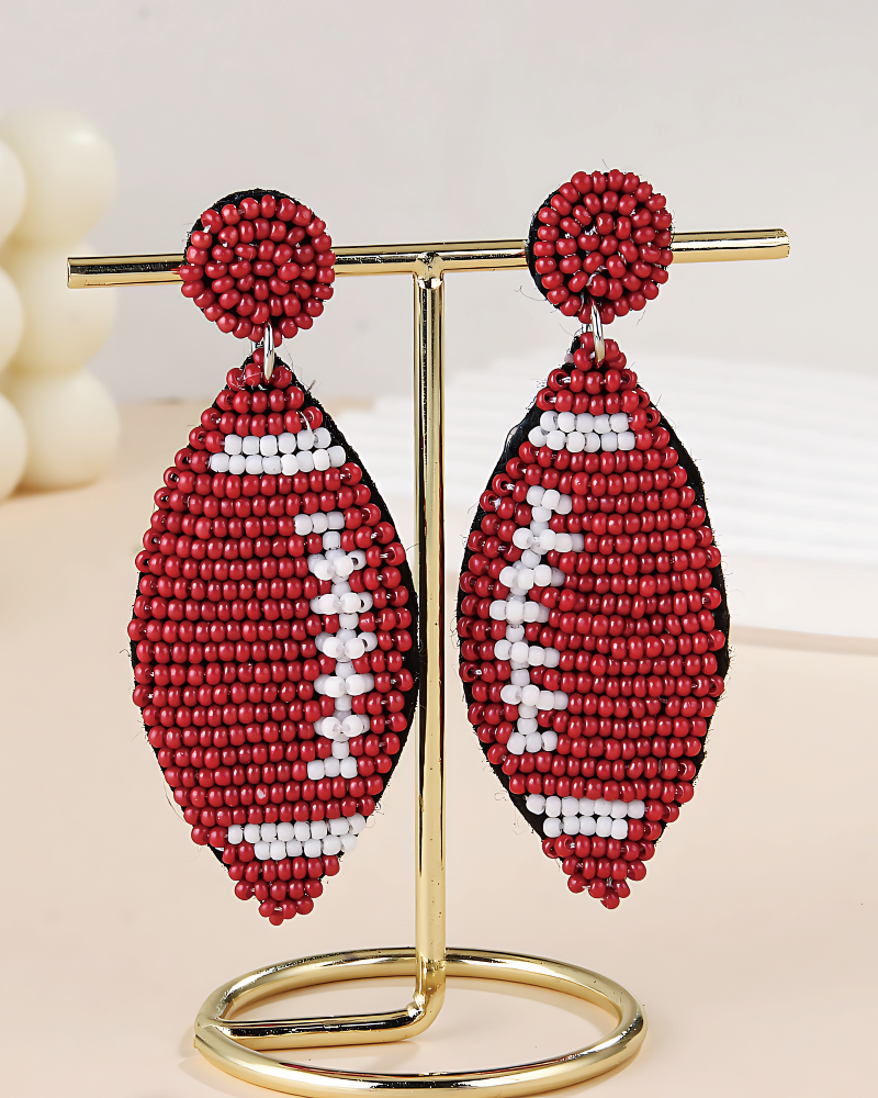 Beaded Football Earrings