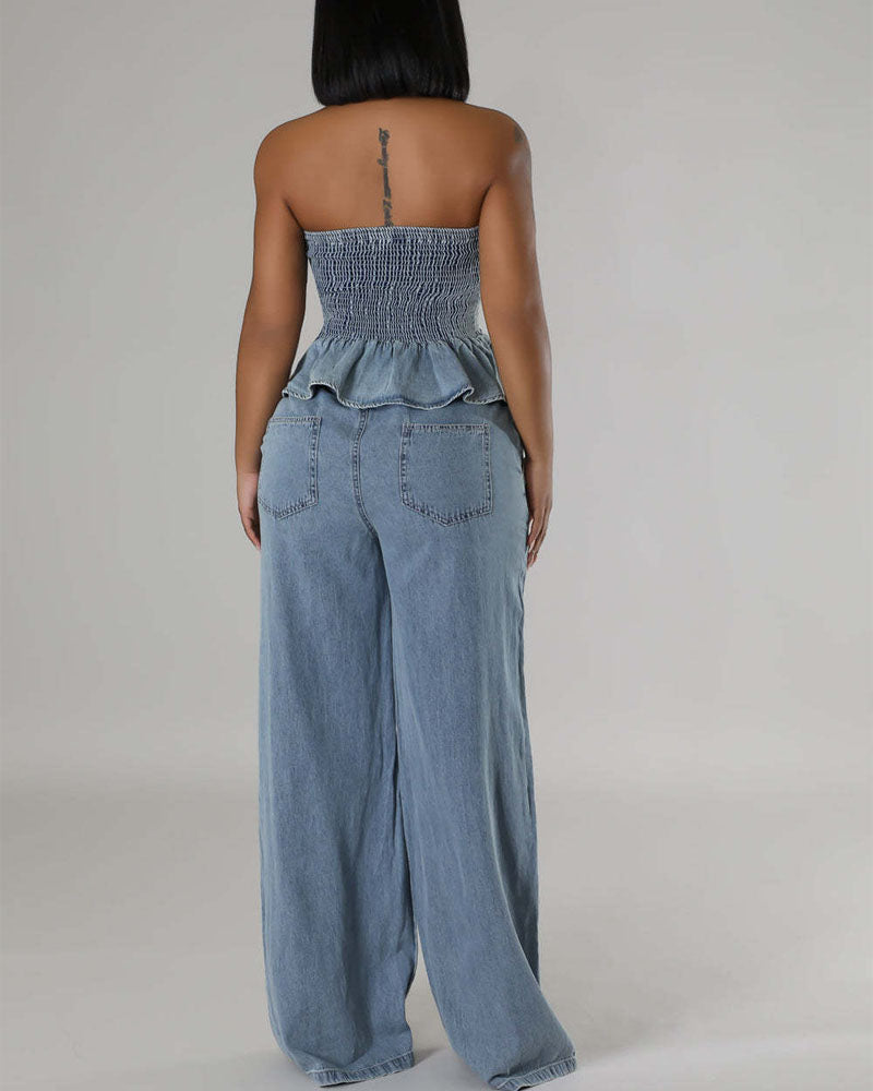 Love Me Always Denim Pant Set