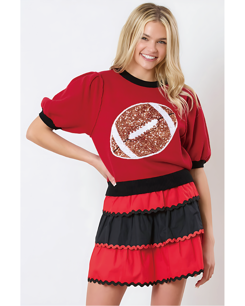 Embroidered Sequin Football Sweater