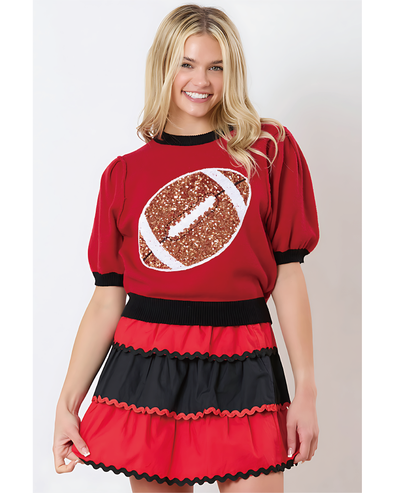 Embroidered Sequin Football Sweater