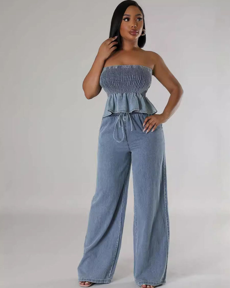 Love Me Always Denim Pant Set