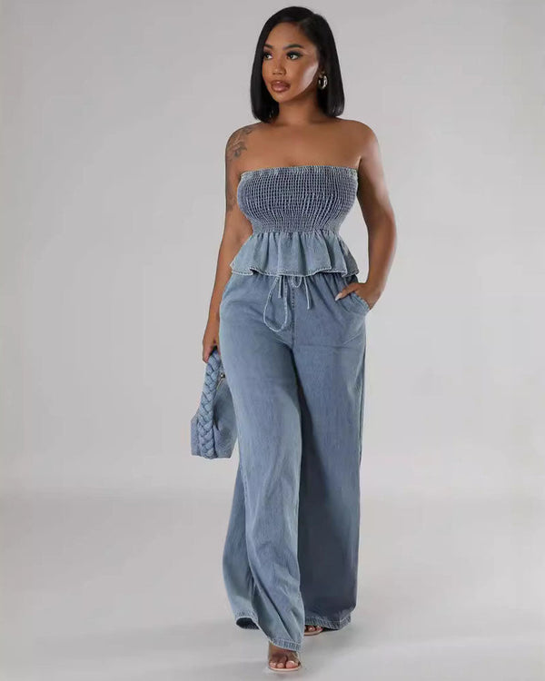 Love Me Always Denim Pant Set