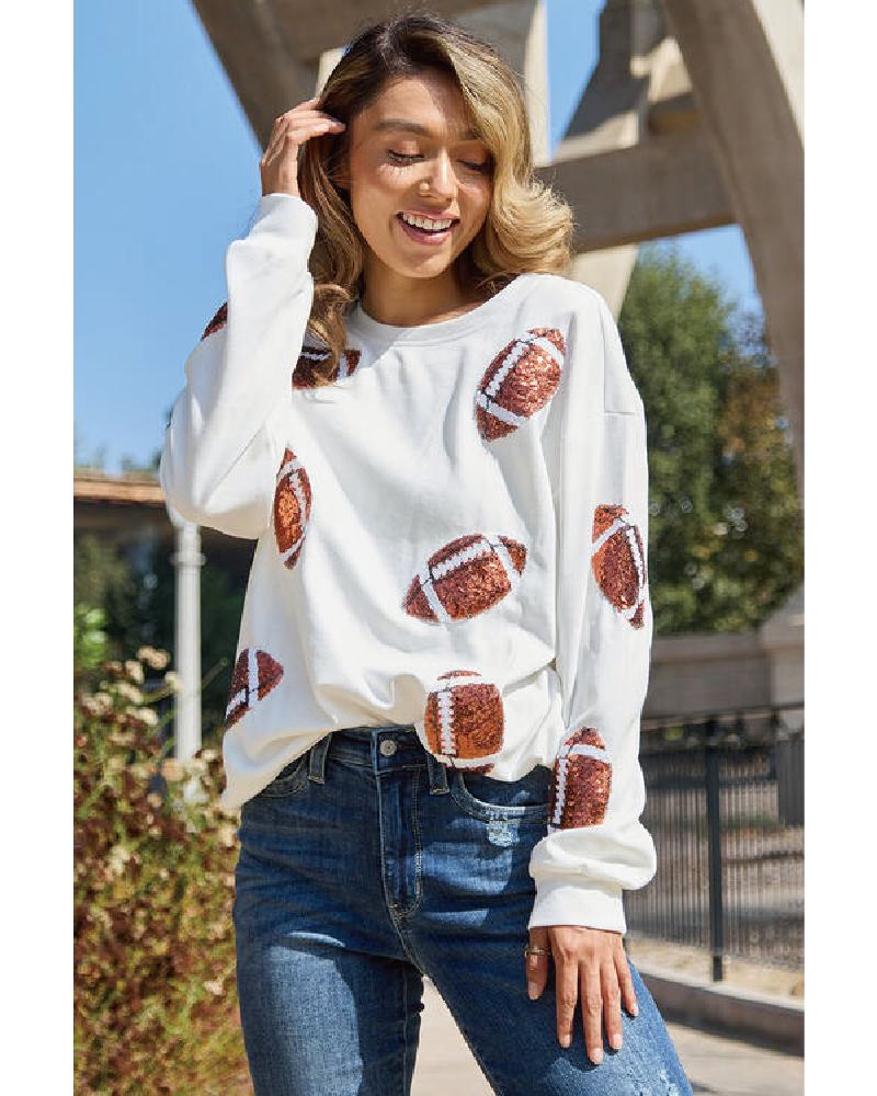 Rugby Sequined Football Graphic Sweatshirt