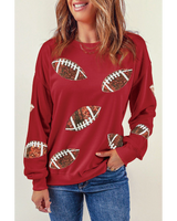 Rugby Sequined Football Graphic Sweatshirt