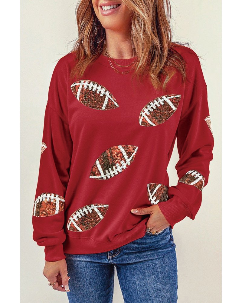 Rugby Sequined Football Graphic Sweatshirt