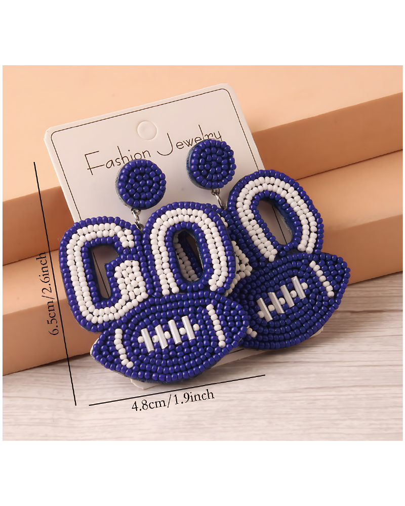 Beaded Football Earrings