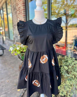 Football Sequin Ruffle Sleeve Dress