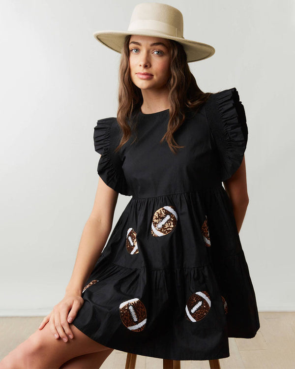 Football Sequin Ruffle Sleeve Dress