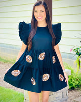 Football Sequin Ruffle Sleeve Dress