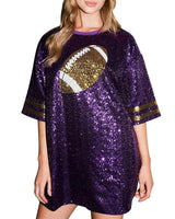 Game Day Sequin Oversized Shirt Dress