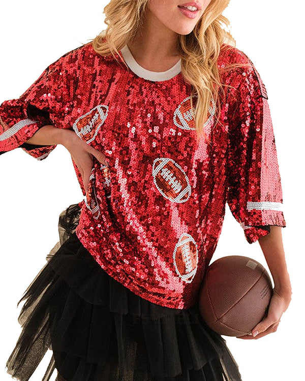 OVERSIZED football sequin Shirt