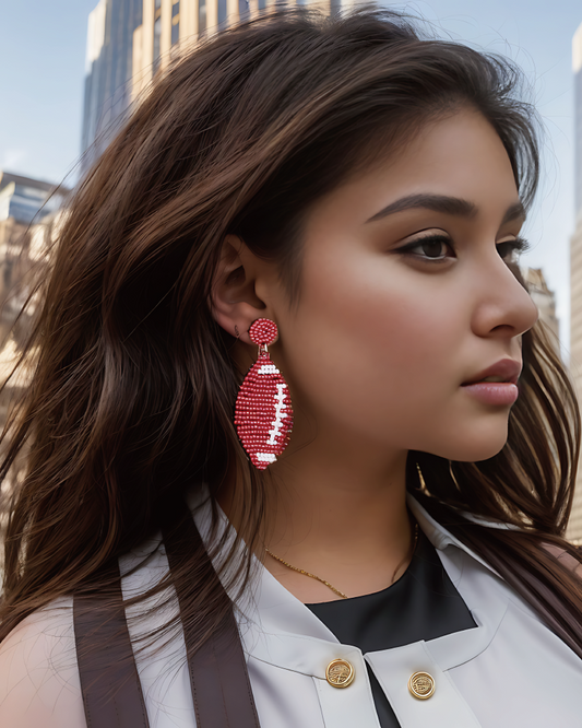 Beaded Football Earrings