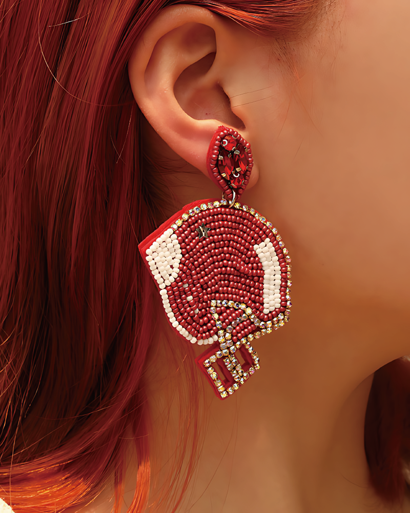 Beaded Football Earrings