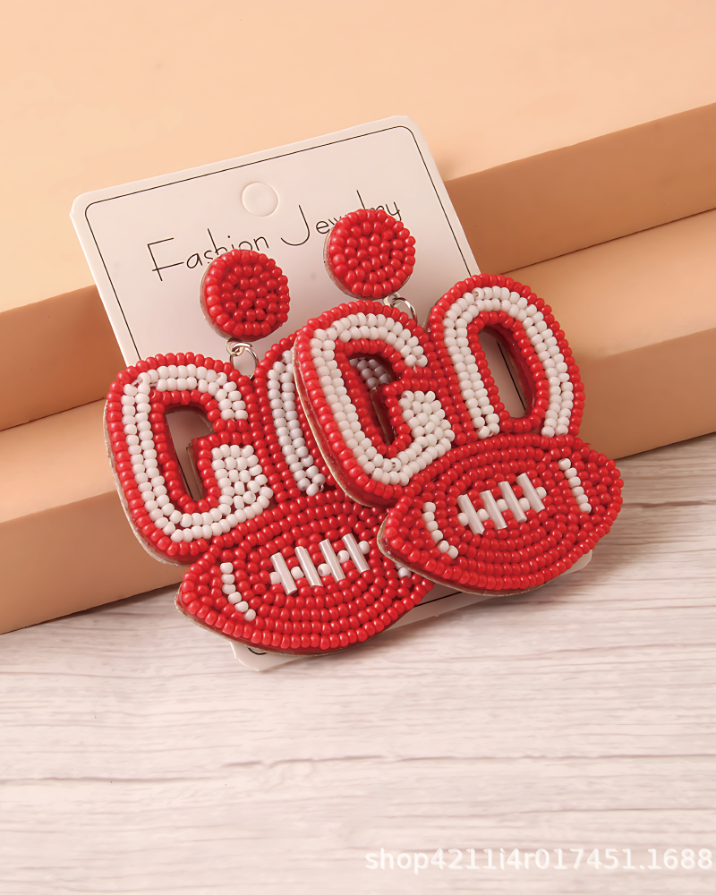 Beaded Football Earrings