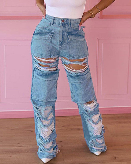 STATEMENT CARGO POCKET STRAIGHT LEG JEANS