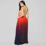 Ombre Sunset Pleated Maxi Dress