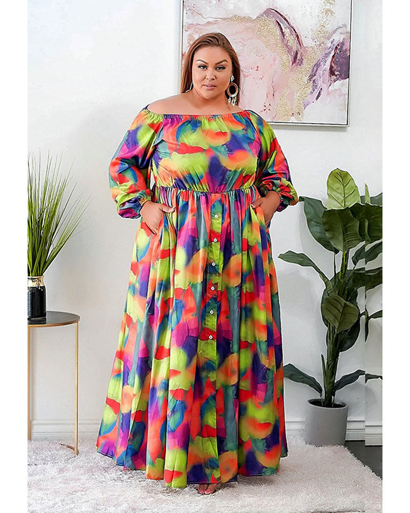 COLORFUL PRINTED MAXI DRESS