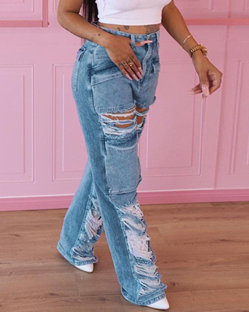 STATEMENT CARGO POCKET STRAIGHT LEG JEANS