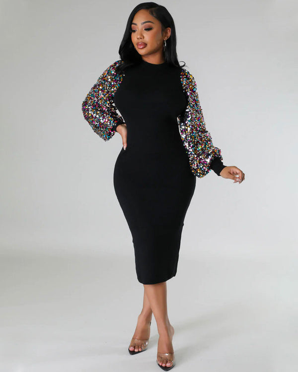 Holiday Chic Sequin Midi Dress (On Sale)