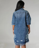 Baddie Drip Distressed Denim Dress