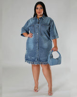 Baddie Drip Distressed Denim Dress