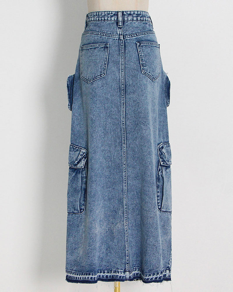 HOLDING OUT DENIM CARGO SKIRT