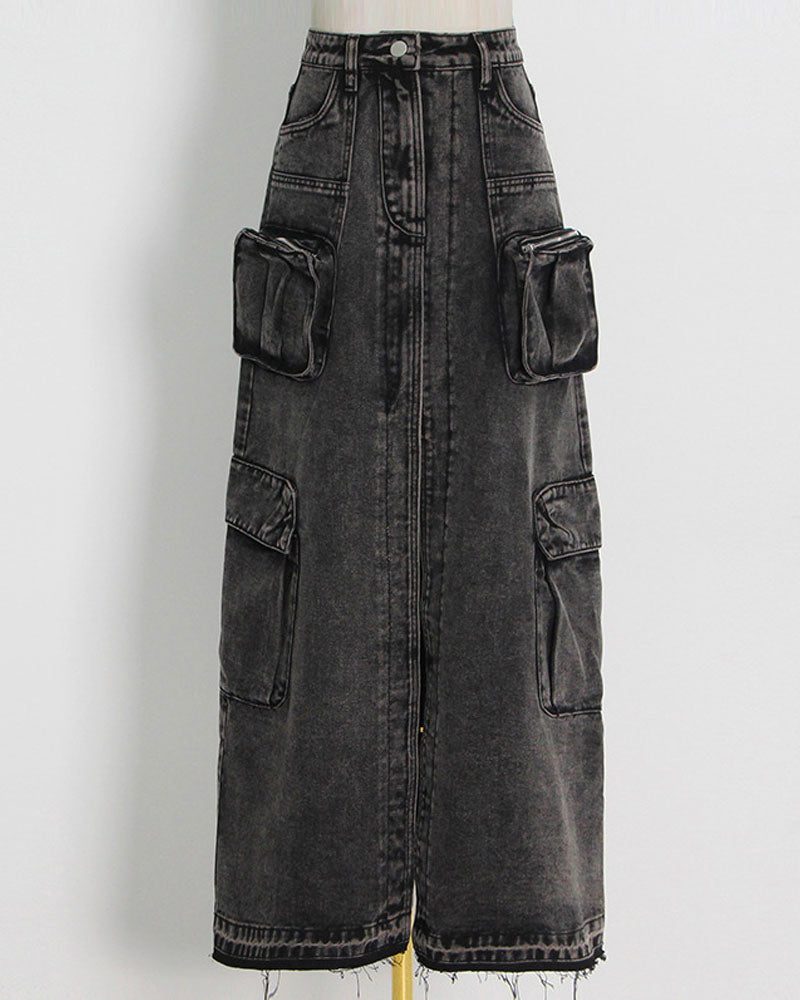 HOLDING OUT DENIM CARGO SKIRT