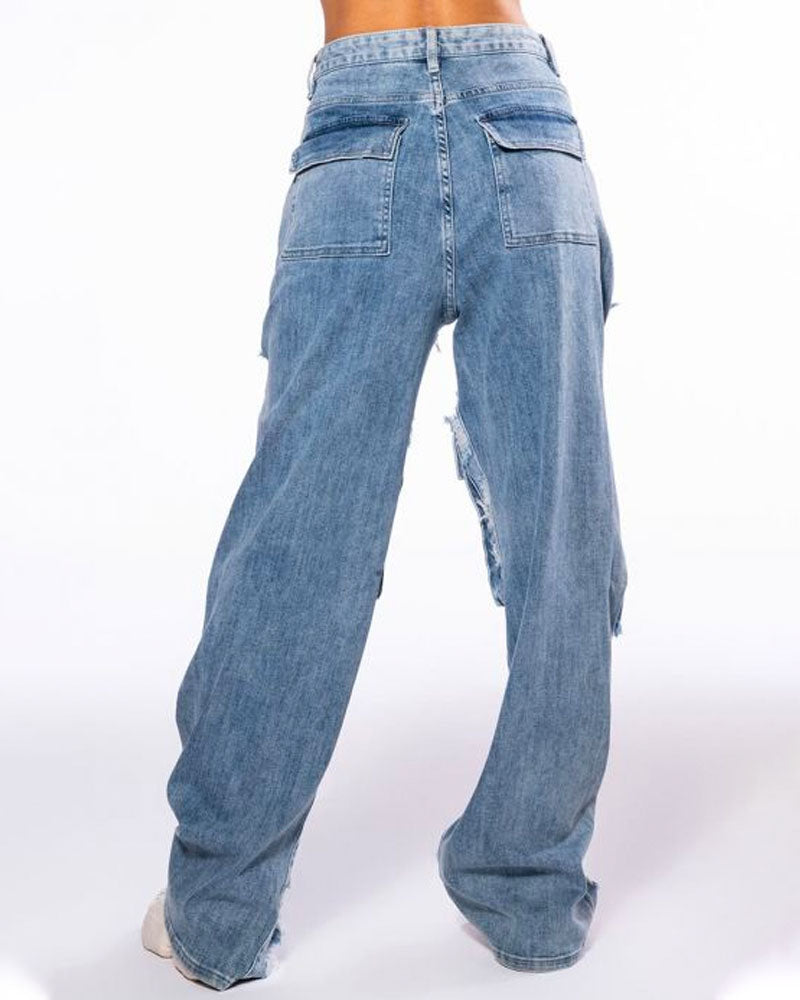 STATEMENT CARGO POCKET STRAIGHT LEG JEANS