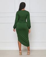 Venetian Ruched Bodycon Dress